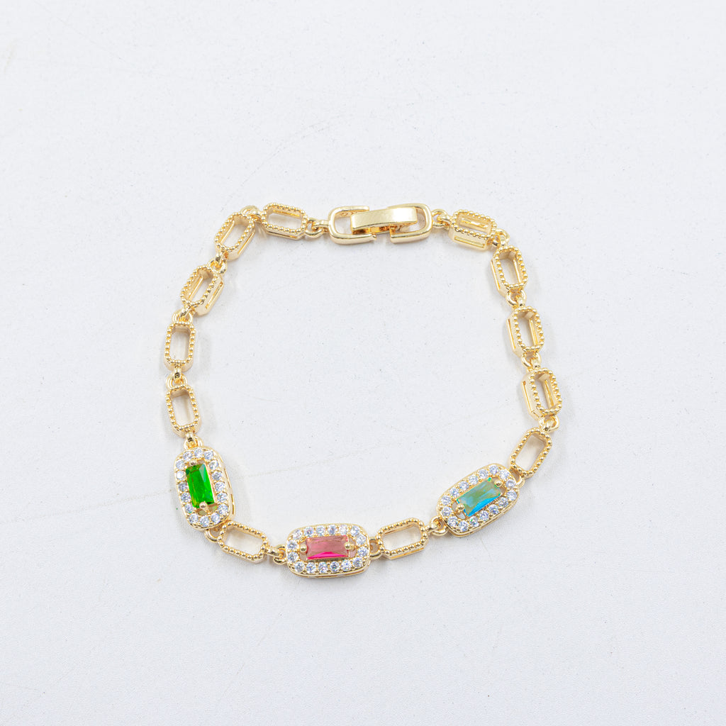 Cadenas de Pulseras Doradas con Piedras M2 Oro Laminado