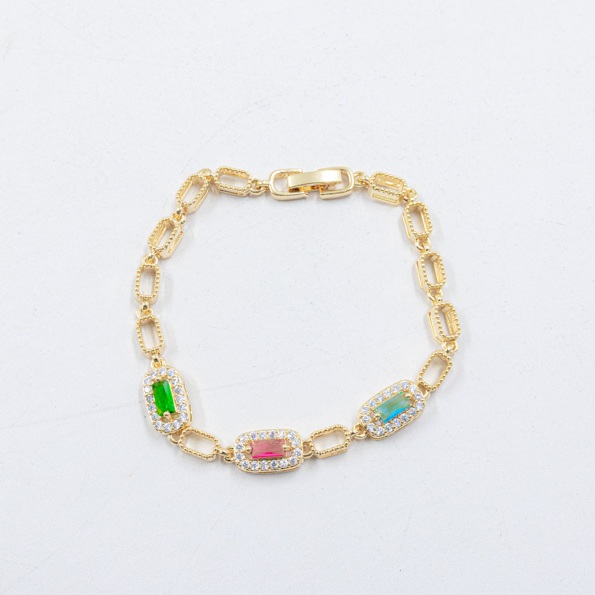 Cadenas de Pulseras Doradas con Piedras M2 Oro Laminado