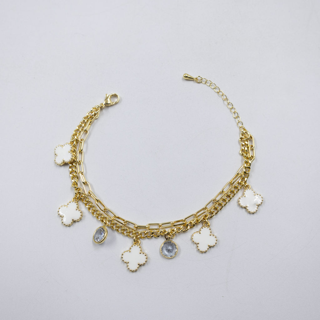 Pulseras Doradas de Mariposa y Trébol M1 Oro Laminado