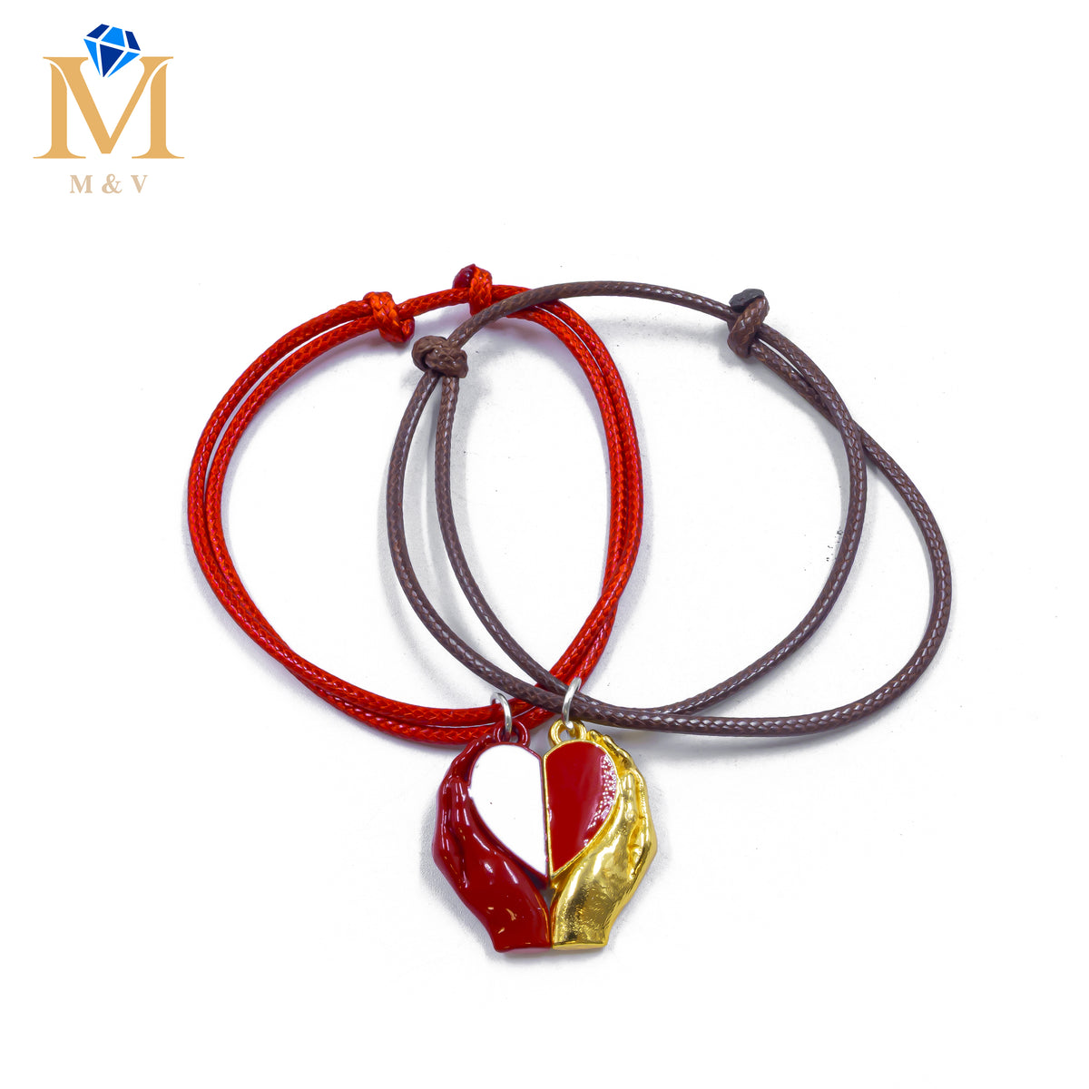 Pulseras de Corazón de Pareja con imán M7 Oro Laminado