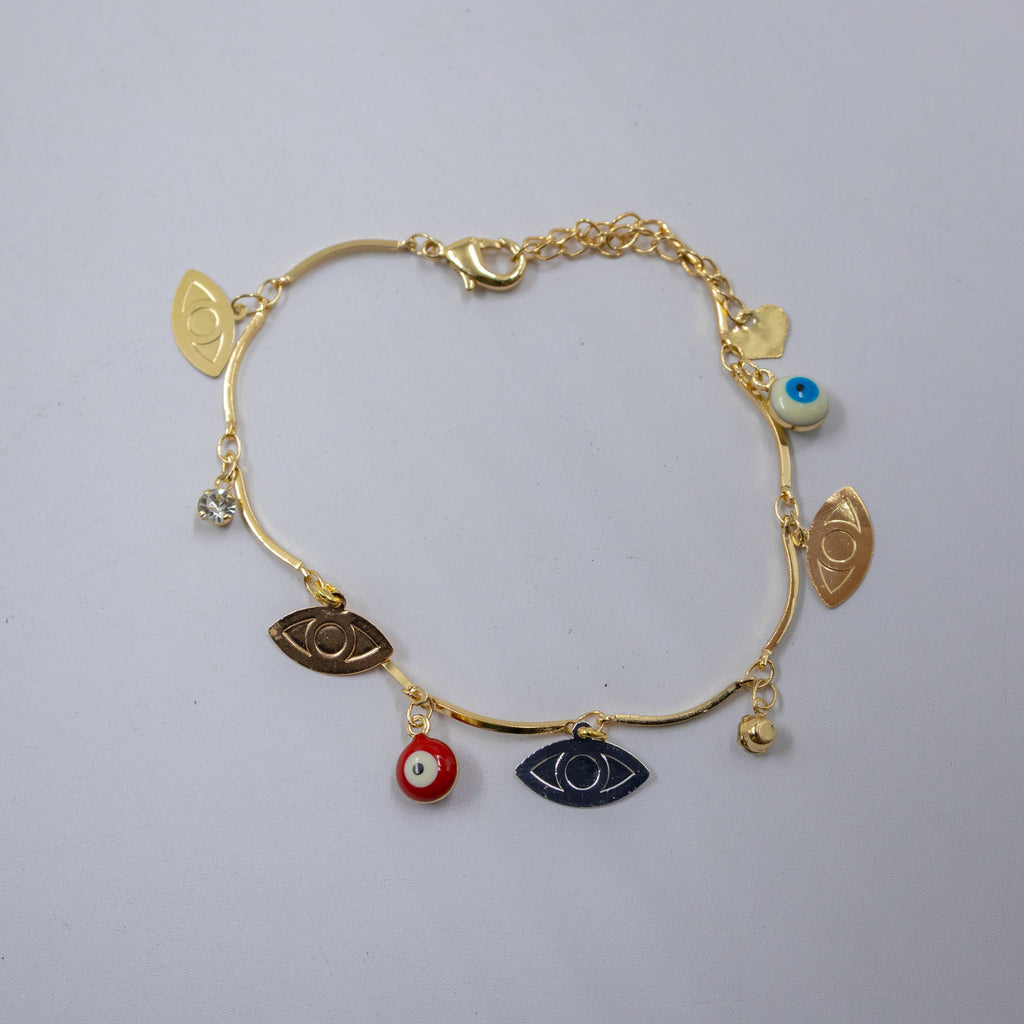 Pulsera Dorada de Ojo Turco M2 Oro Laminado
