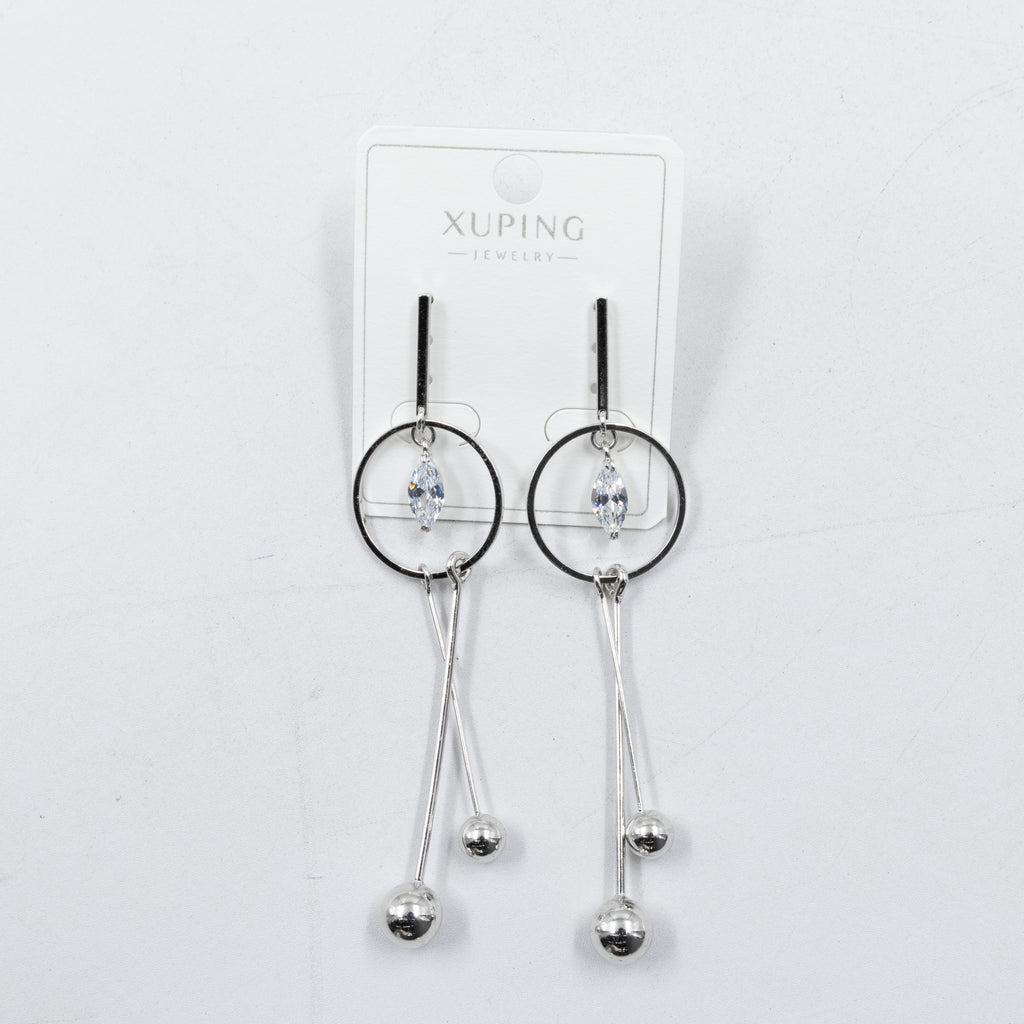 Aretes Plateados con Piedras Xuping M7 Oro Laminado