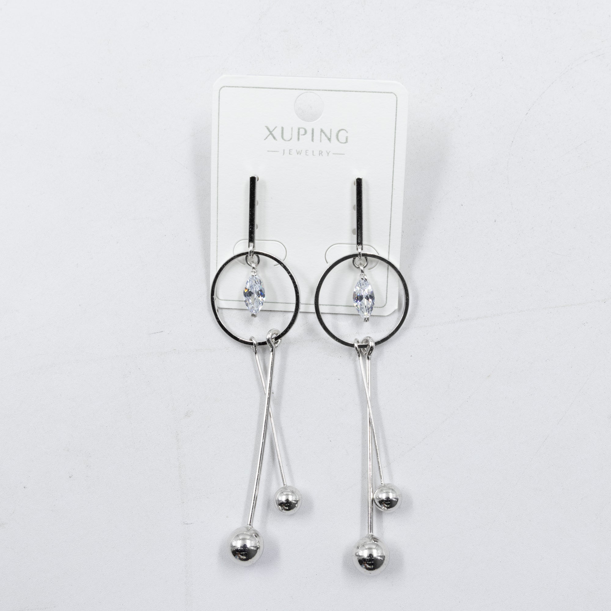 Aretes Plateados con Piedras Xuping M7 Oro Laminado