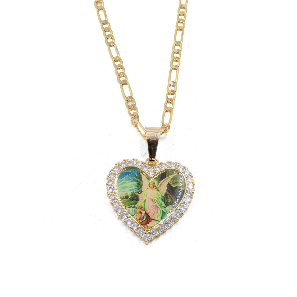 Collar con Dije Religioso Dorado M2 Oro Laminado