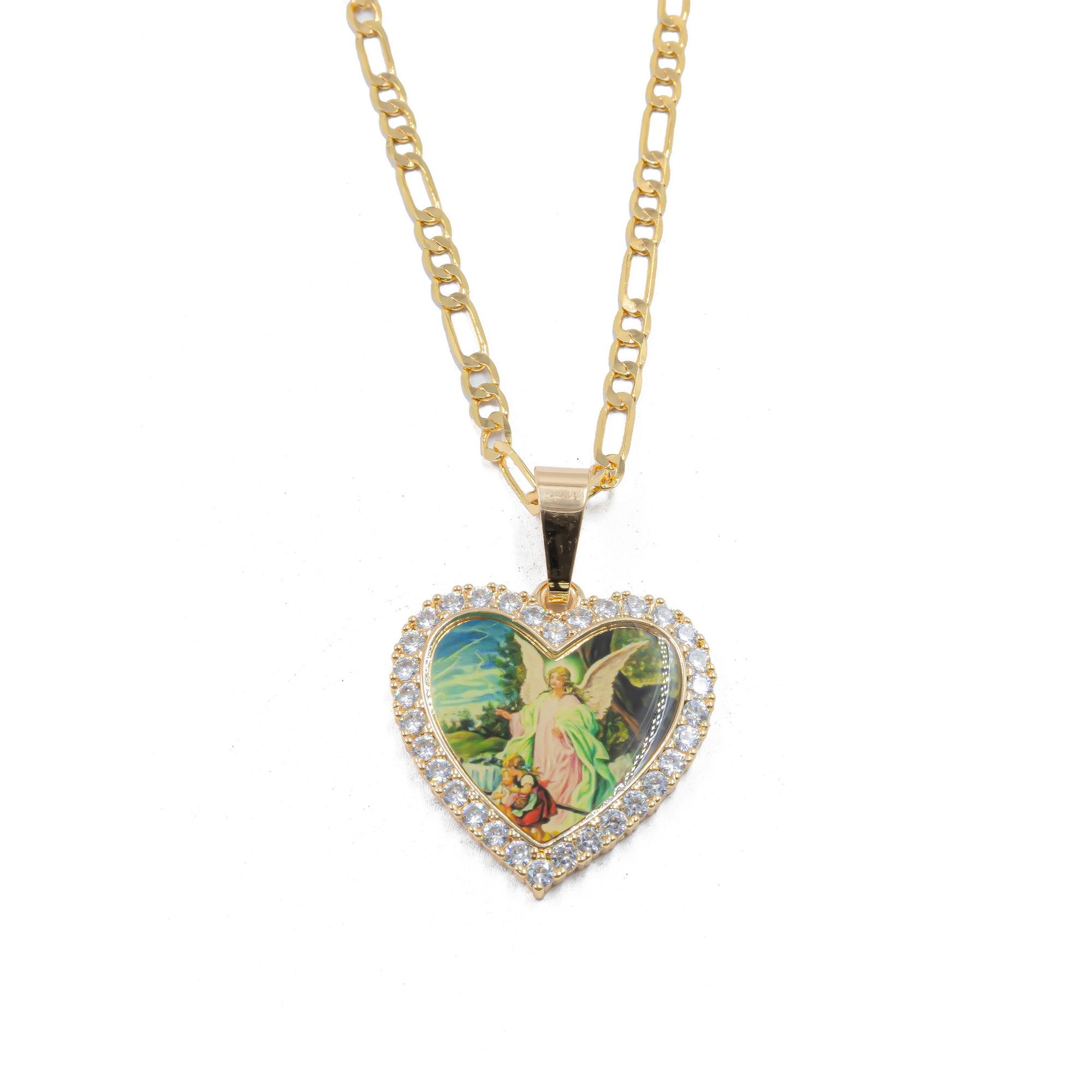 Collar con Dije Religioso Dorado M2 Oro Laminado