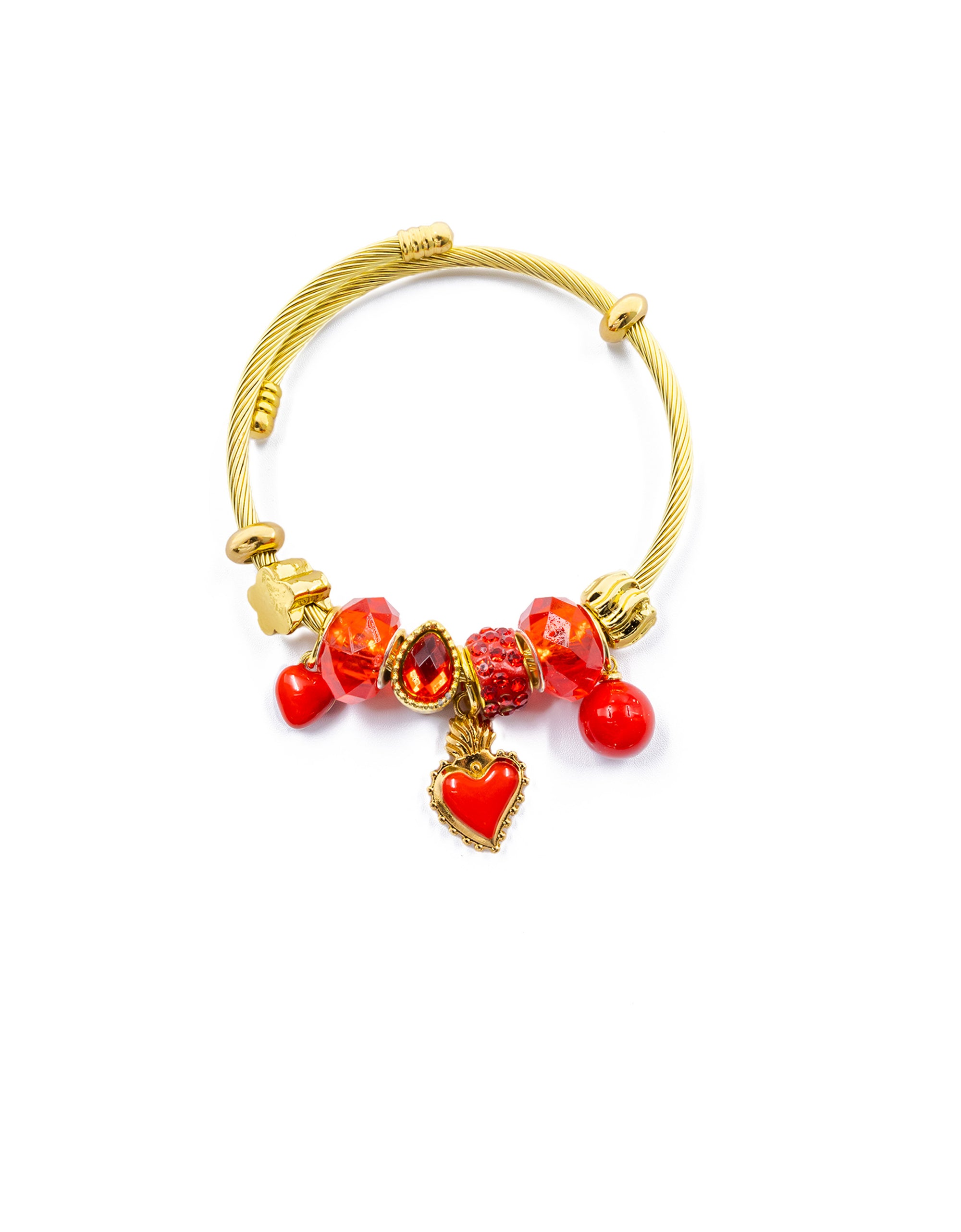 PULSERA DE PERLAS CON DIJE DE FRUTAS - M5 ORO LAMINADO