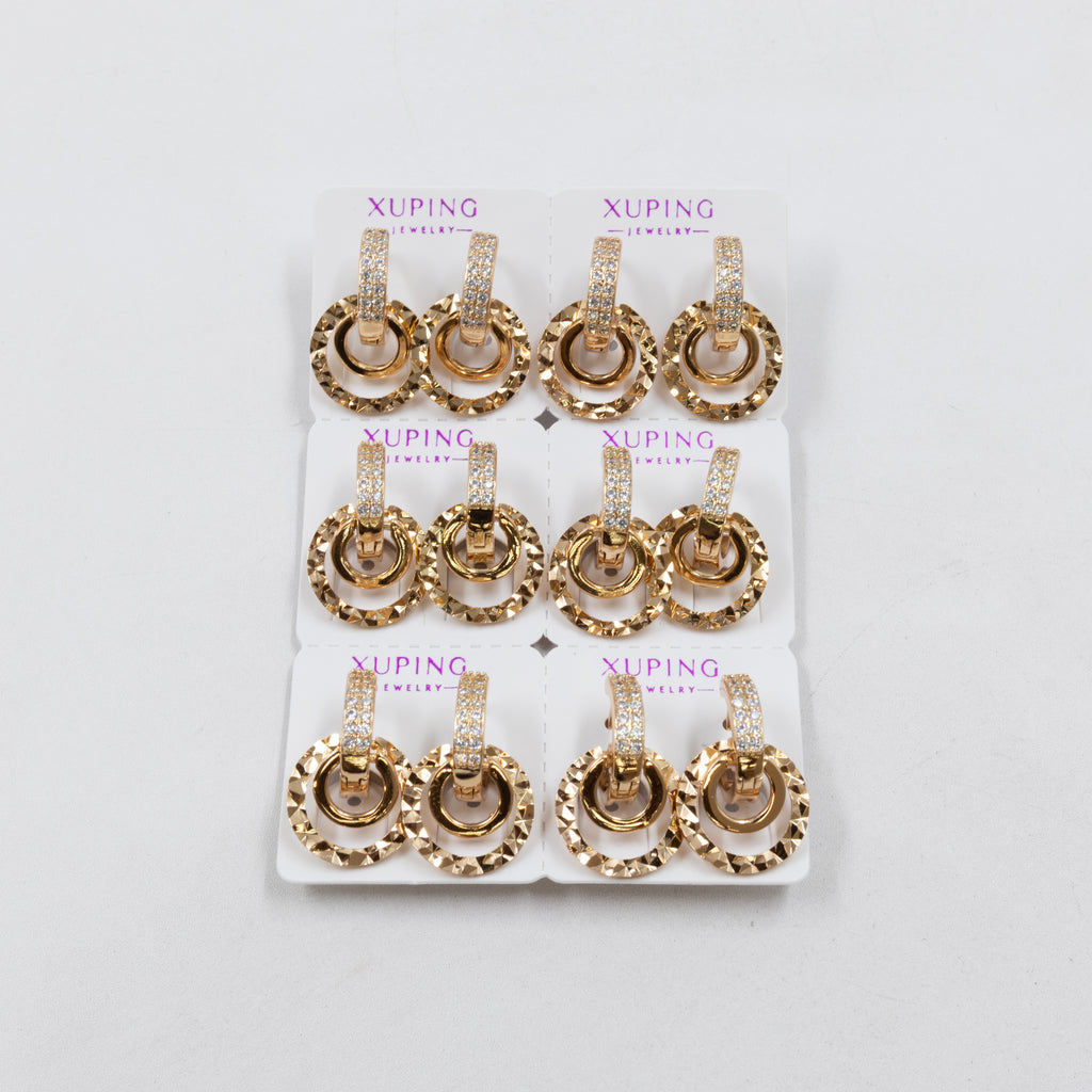 Paquete de 6 pares de Aretes Xuping Dorado M16 Oro Laminado