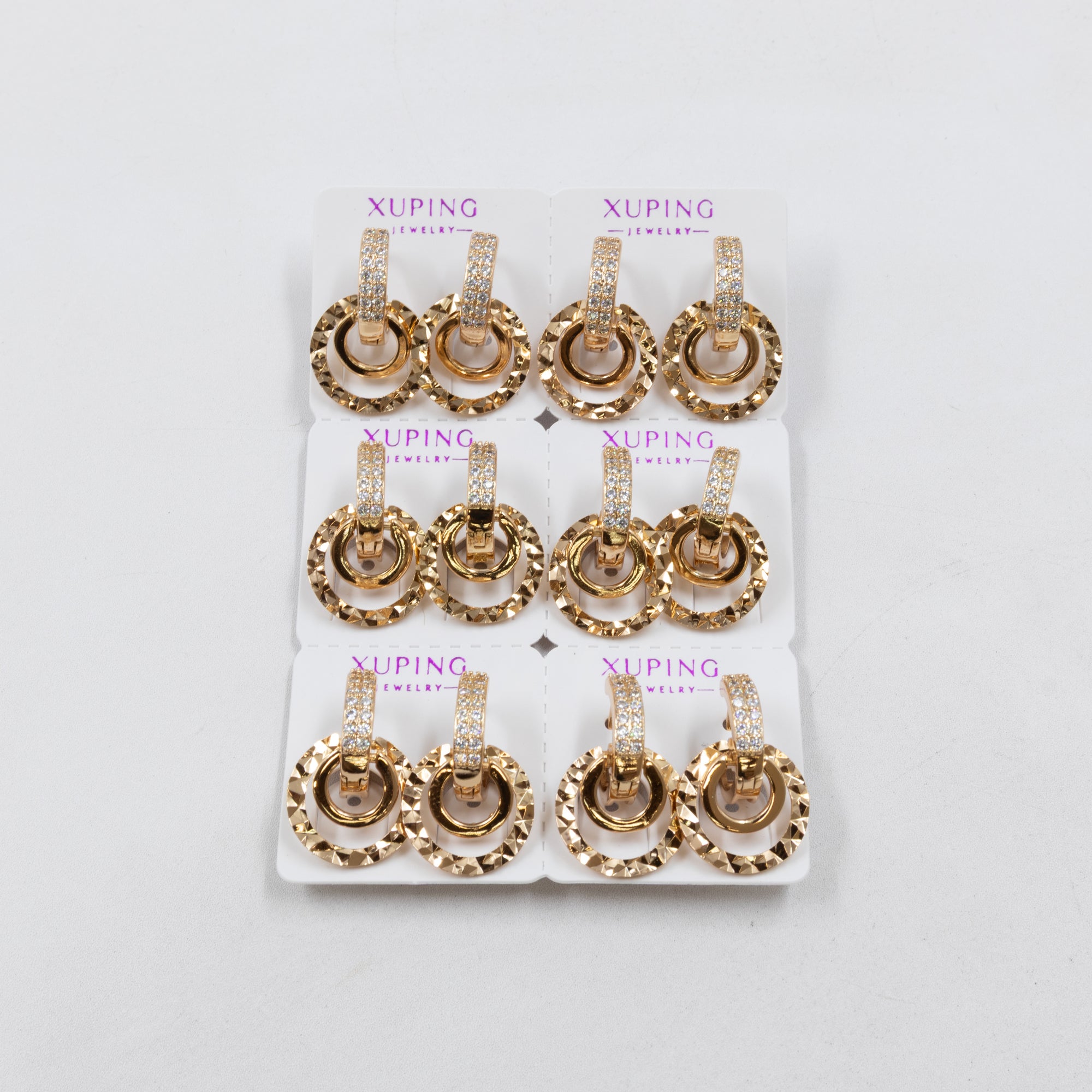 Paquete de 6 pares de Aretes Xuping Dorado M16 Oro Laminado
