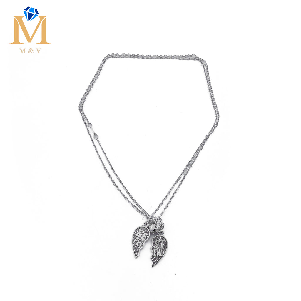 Collares de pareja Plateados con dijes de corazón e imán M1 Acero Inoxidable