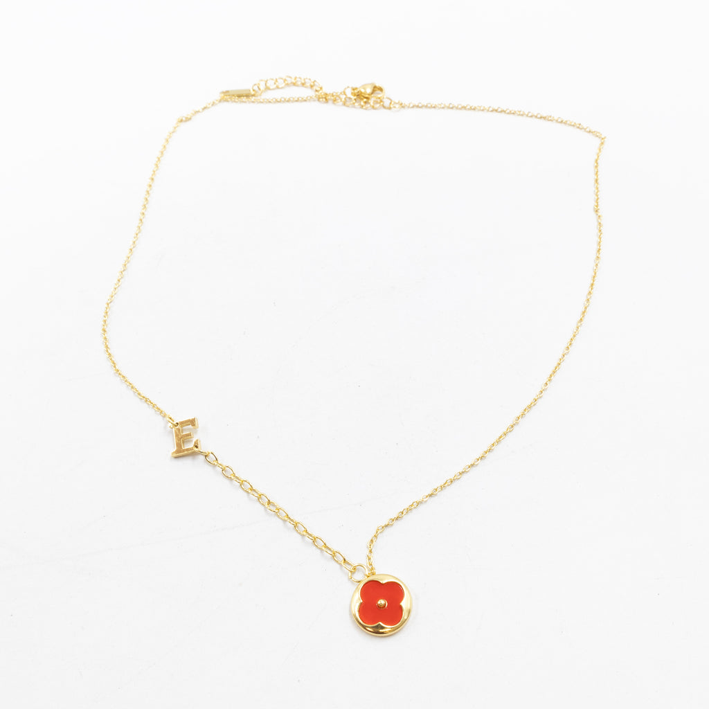 Collares Dorados con dijes de letra D,E,F y dije de Trebol M2 Oro Laminado