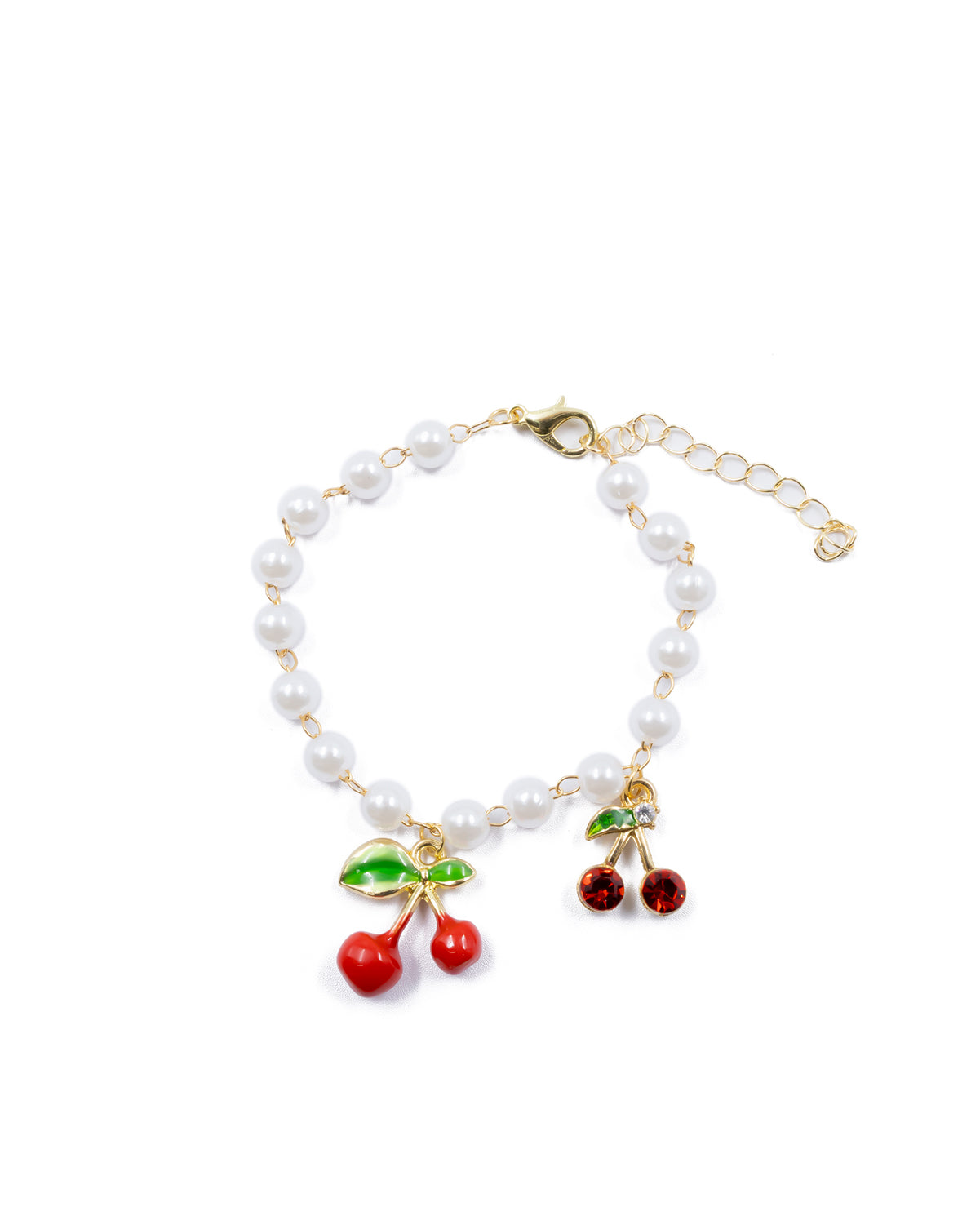 PULSERA DE PERLAS CON DIJE DE FRUTAS - M2 ORO LAMINADO