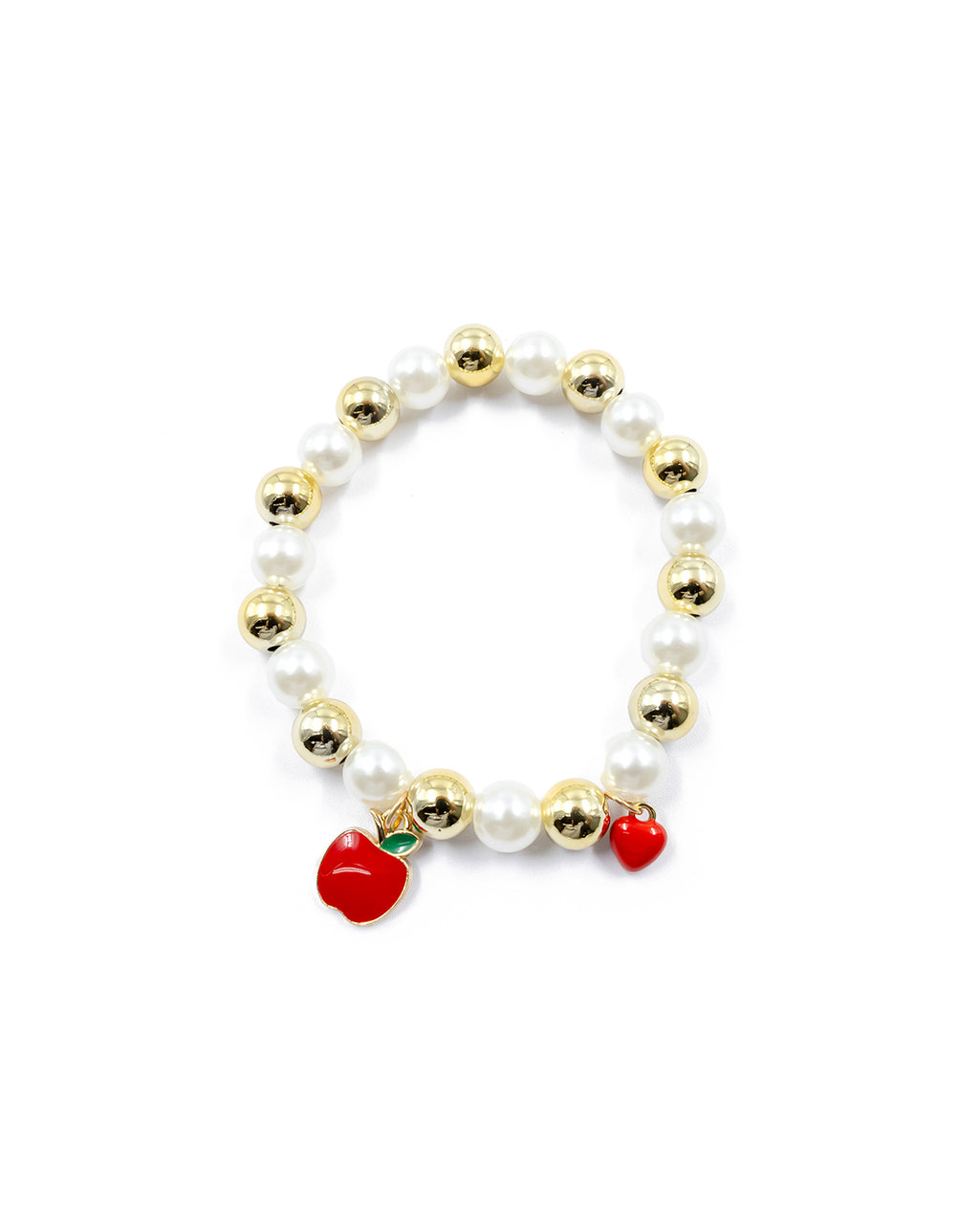 PULSERA DE PERLAS CON DIJE DE FRUTAS - M3 ORO LAMINADO