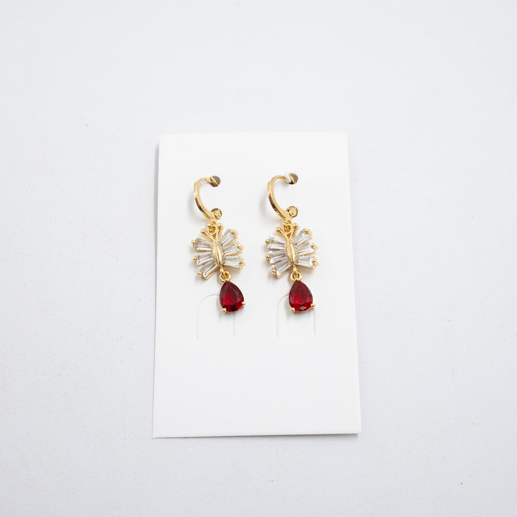 Aretes Largos Dorados con piedras M6 Oro Laminado