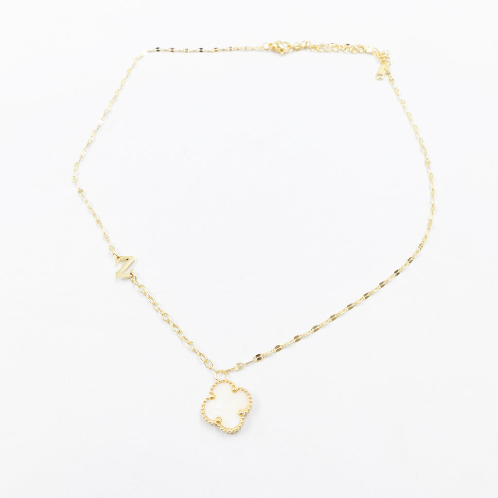 Collares Dorados con dijes de letra Y, Z y dije de Trebol M7 Oro Laminado