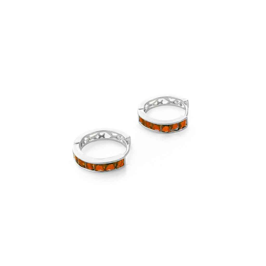 Aretes Plateados Huggies con Piedras Diferentes Colores M10 Oro Laminado