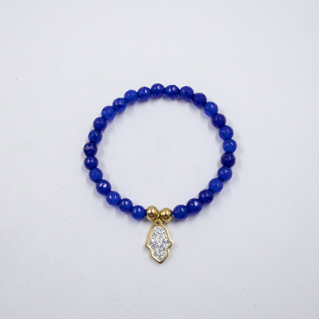 Pulseras De cuentas azules con Dije M1 Oro Laminado