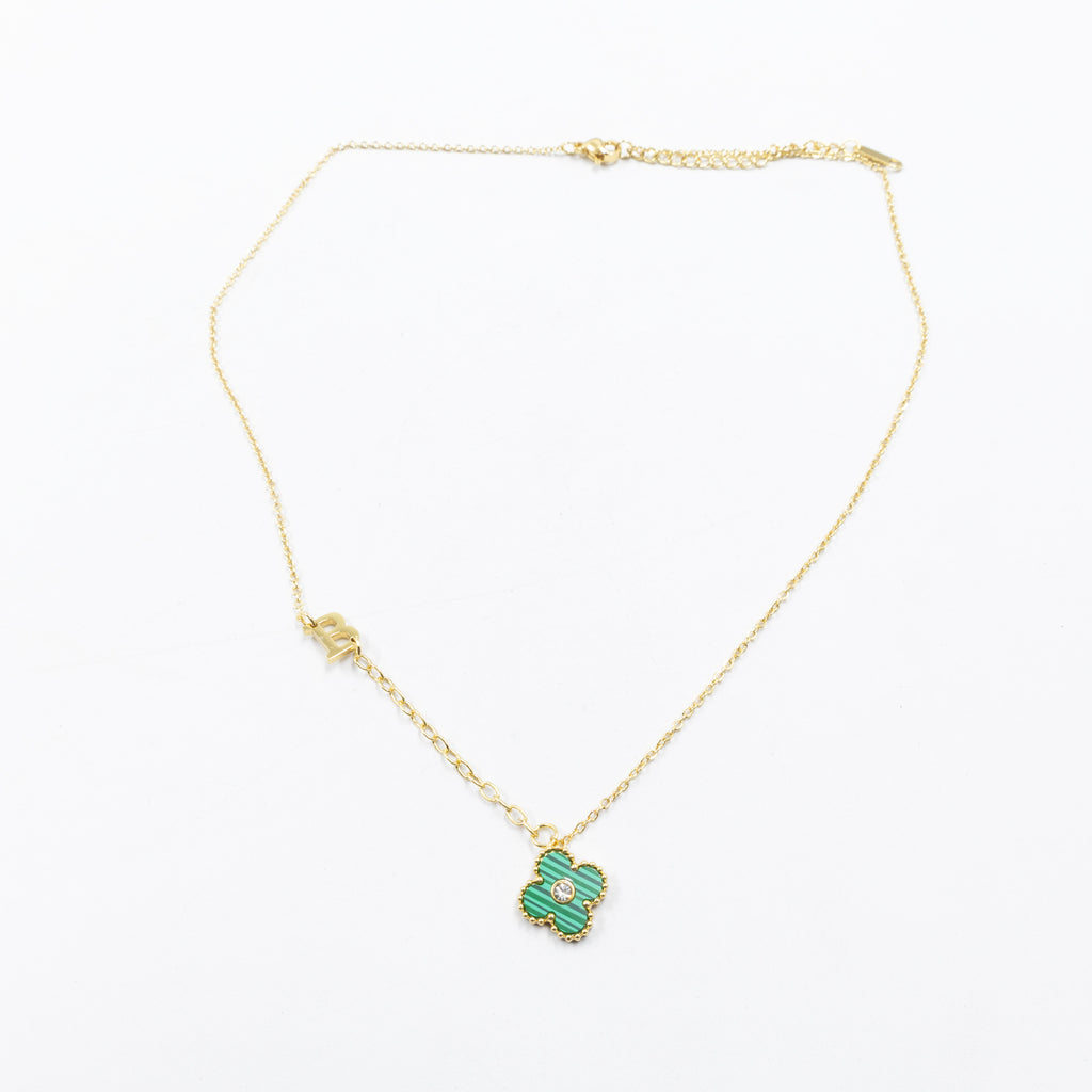 Collar de Dije de Trebol y letra A, B, C M1 Oro Lamnado