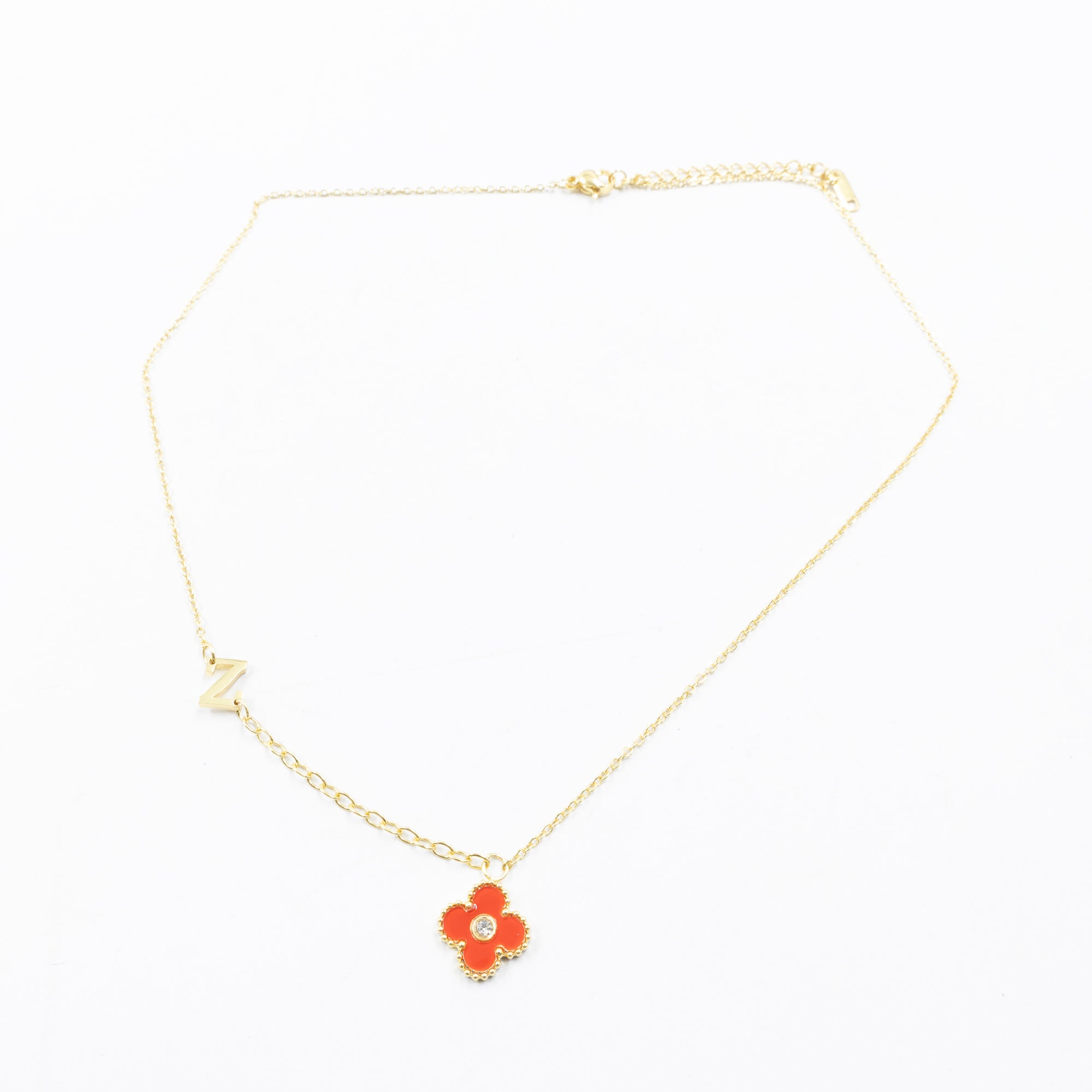 Collar de Dije de Trebol y letra Y, Z M7 Oro Laminado