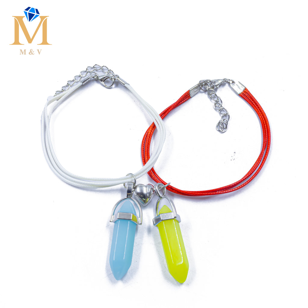 Pulseras con dijes de Piedras de Pareja M11 Oro Laminado