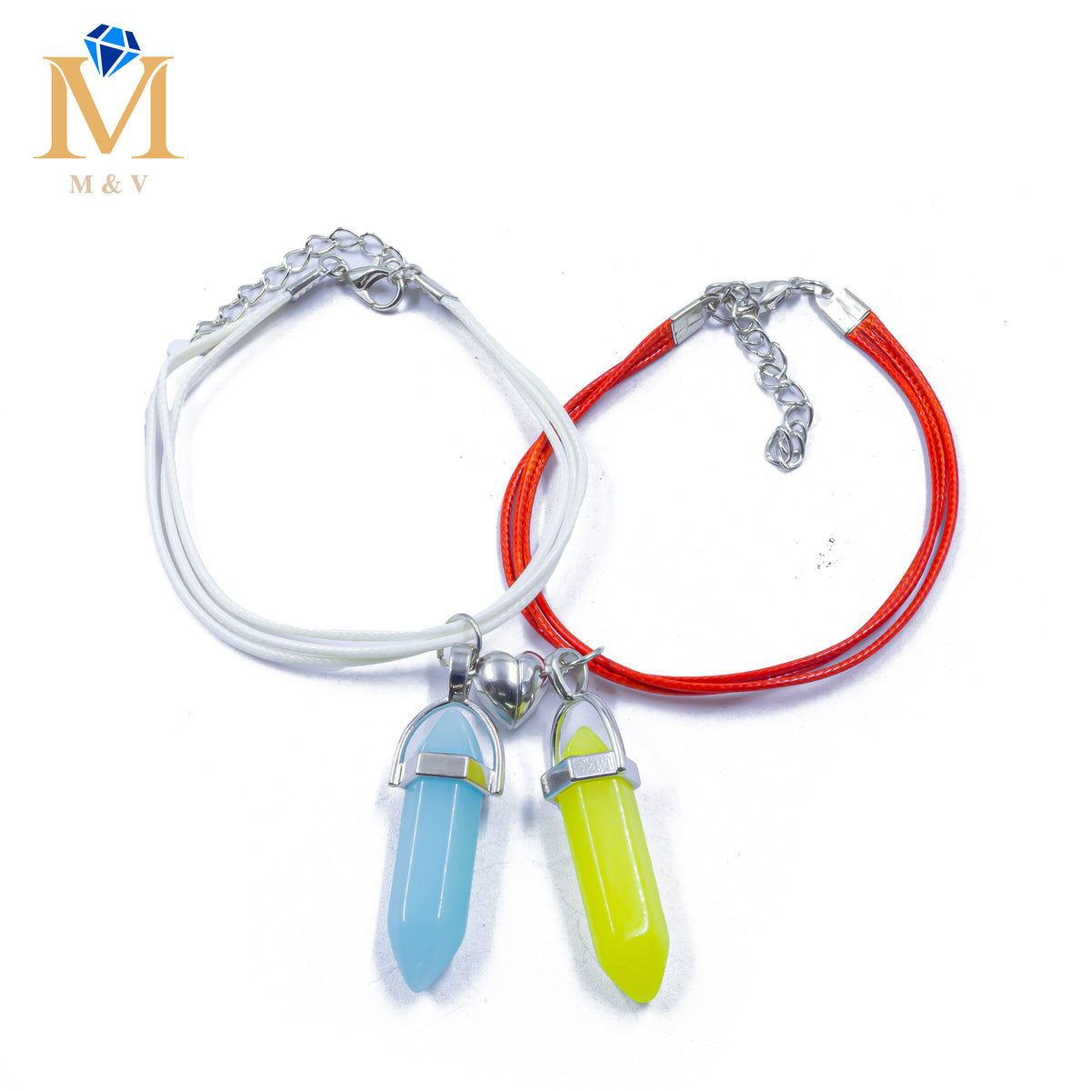 Pulseras con dijes de Piedras de Pareja M11 Oro Laminado