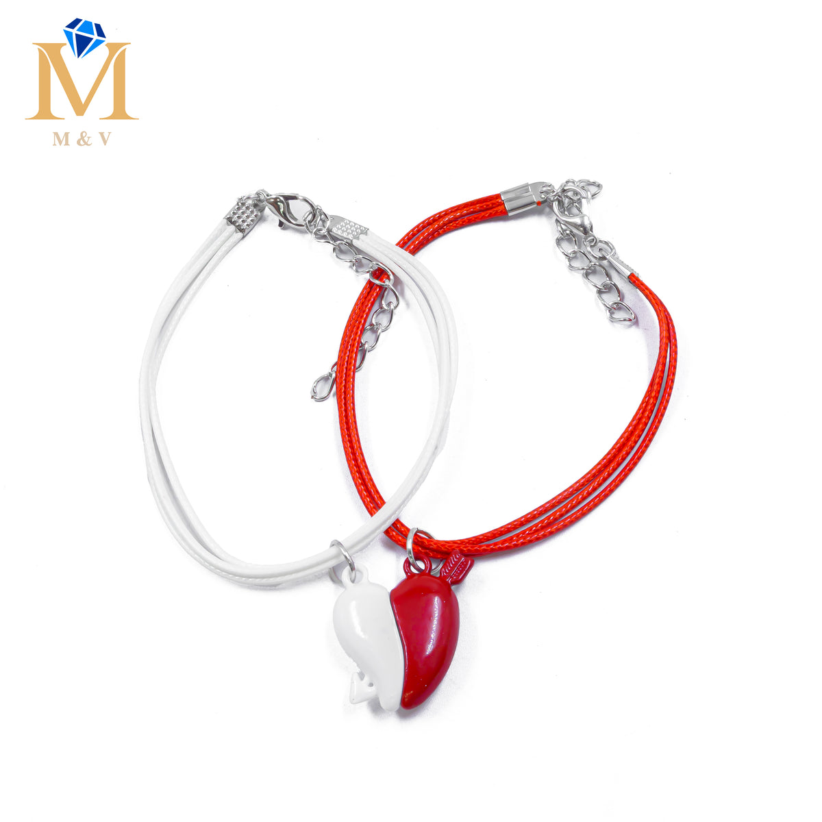Pulseras de Corazón de Pareja con imán M6 Oro Laminado