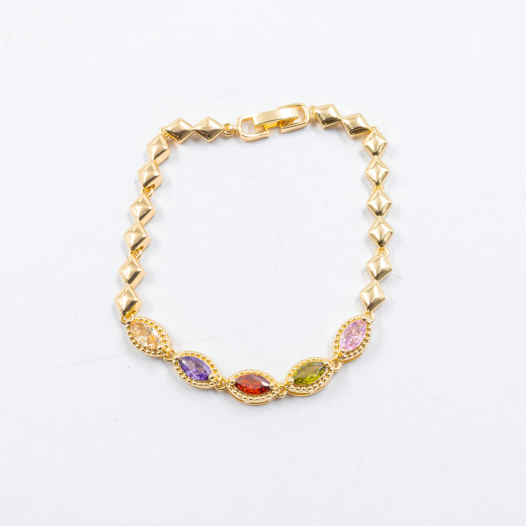 Cadenas de Pulseras Doradas con Piedras M4 Oro Laminado