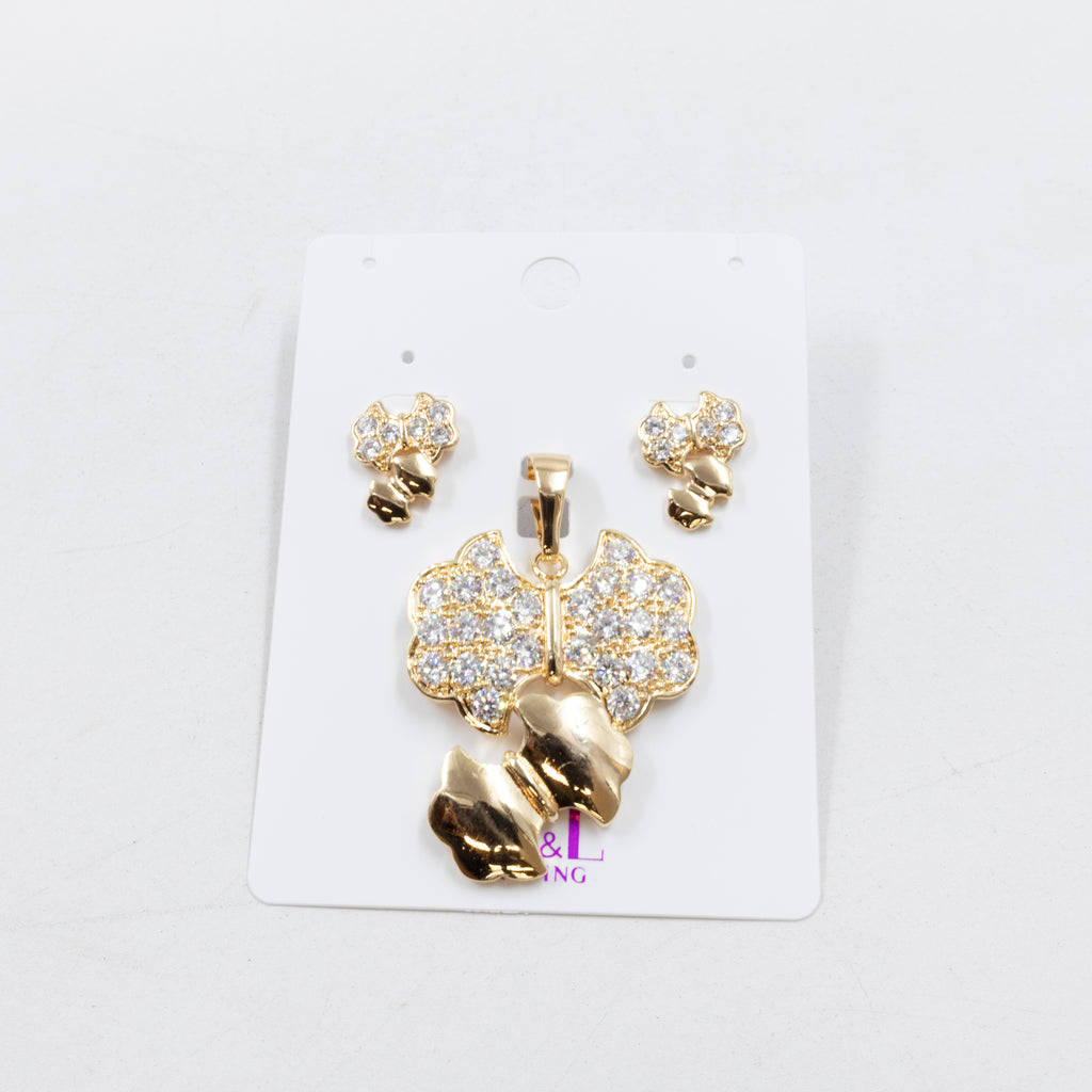 Conjunto de de Aretes y Dije M5 Oro Laminado