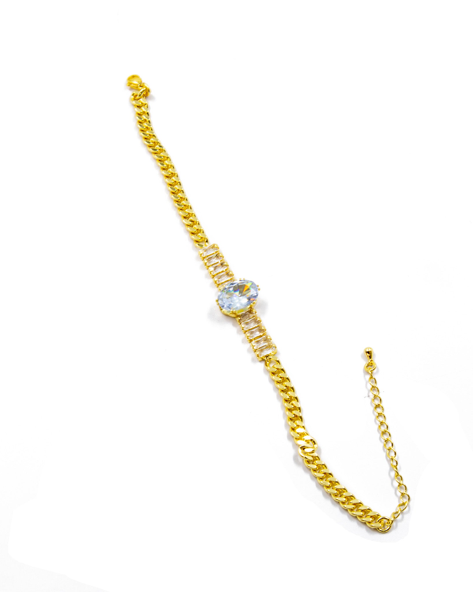 Pulsera de piedras con dije de piedra central - M3 Oro Laminado