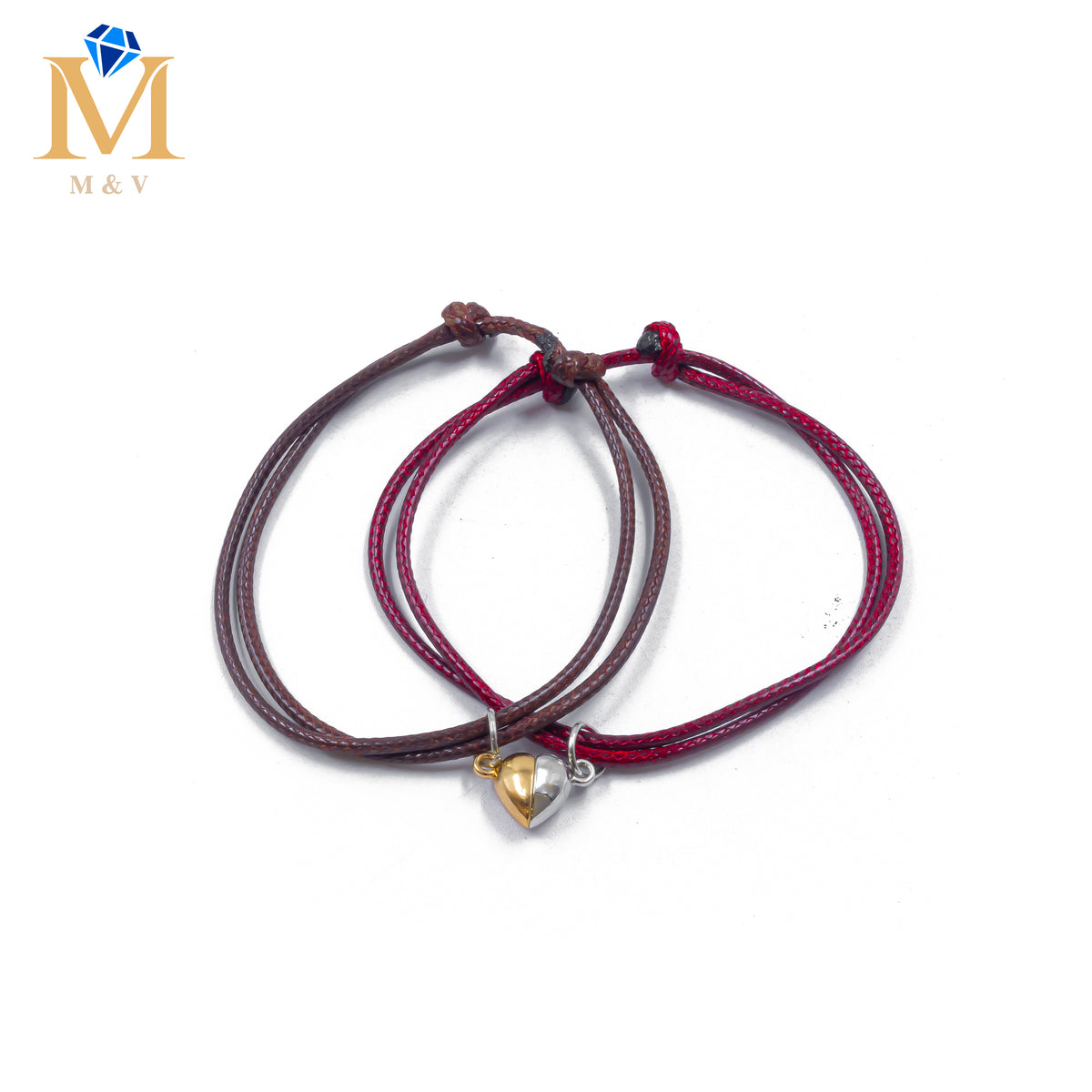 Pulseras de Corazón de Pareja con imán M8 Oro Laminado