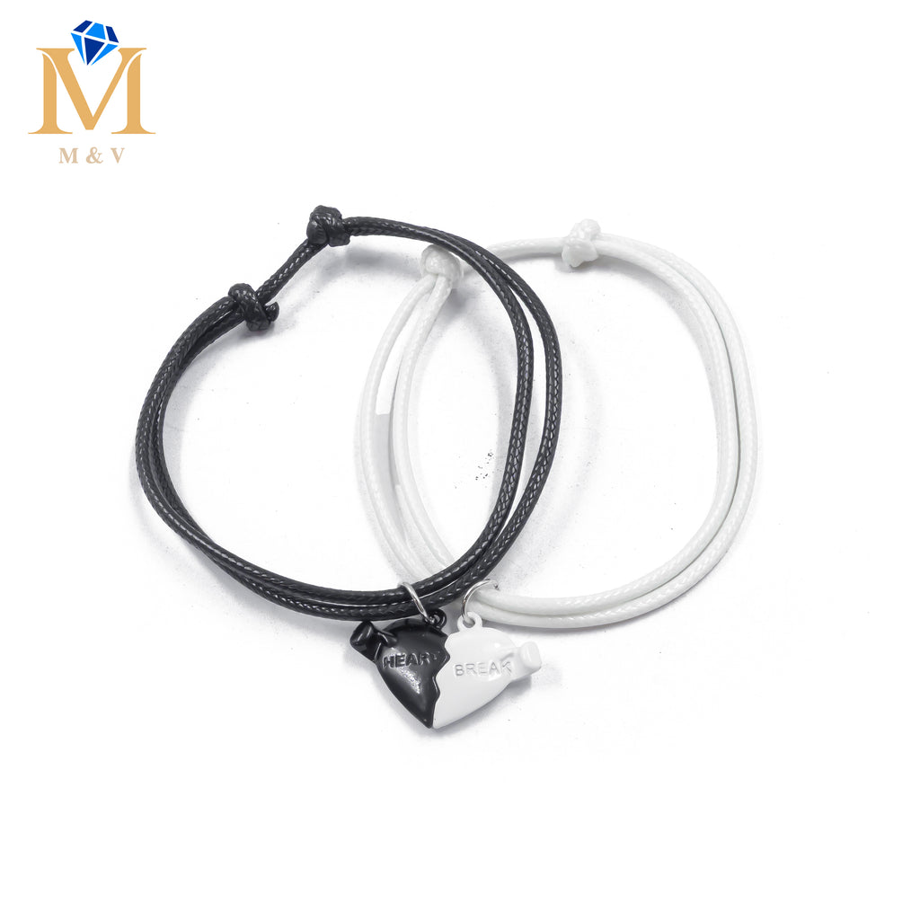 Pulseras de Corazón de Pareja con imán M4 Oro Laminado