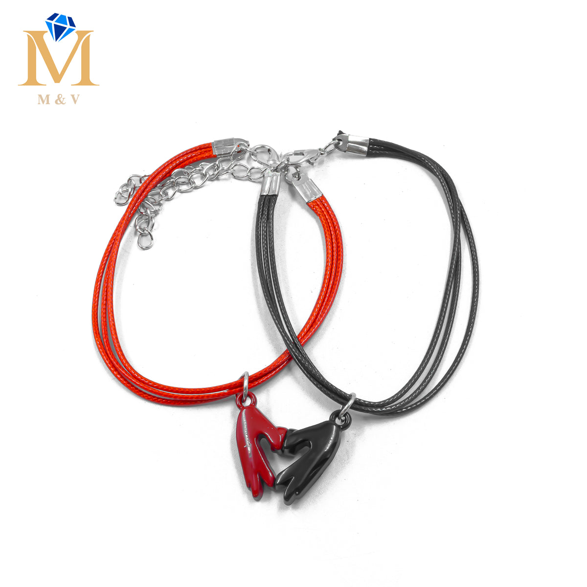 Pulseras de Corazón de Pareja con imán M5 Oro Laminado