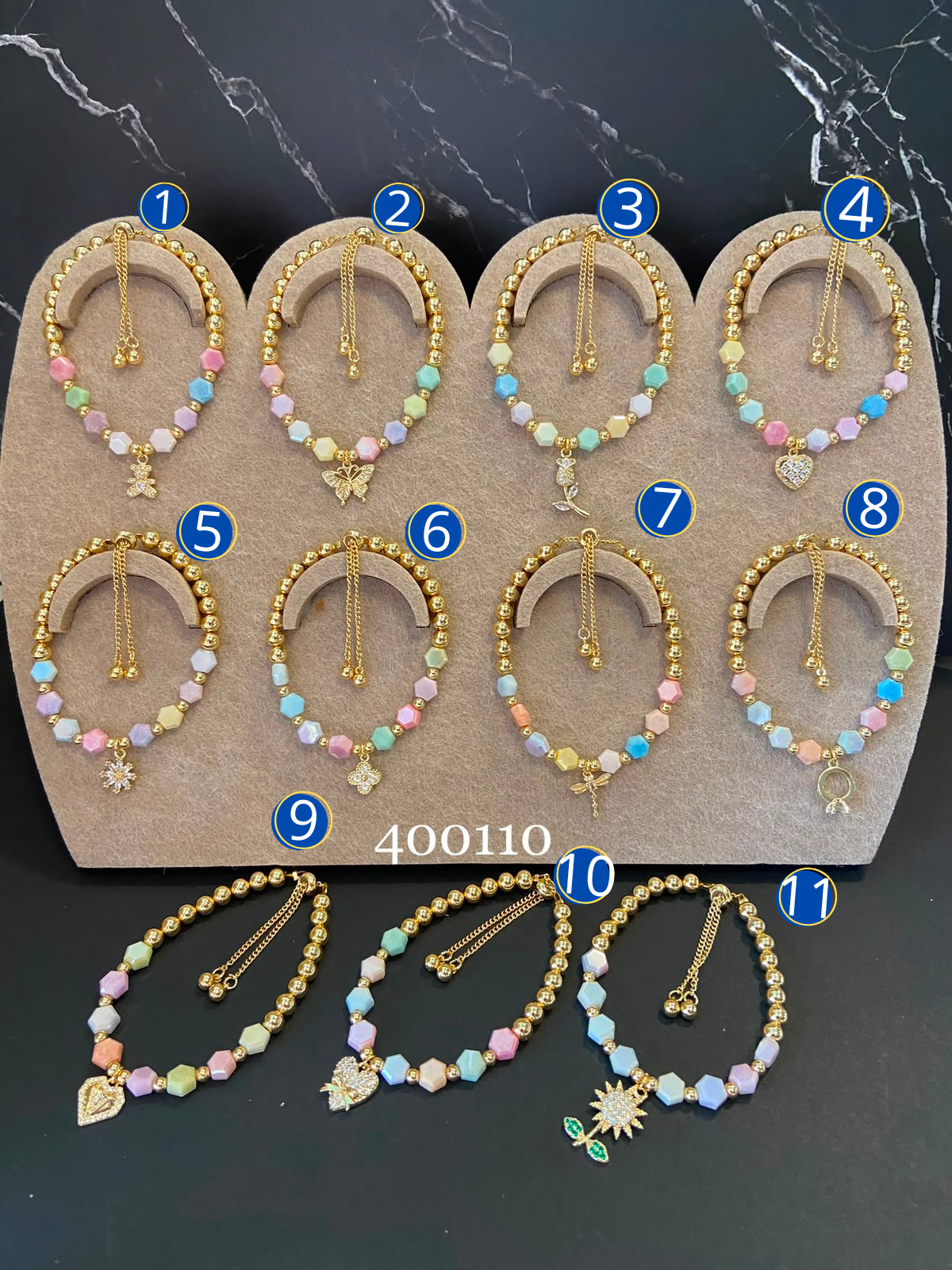 [12/SEPTIEMBRE/26] Pulseras Dorada con Dije M3 Oro Laminado
