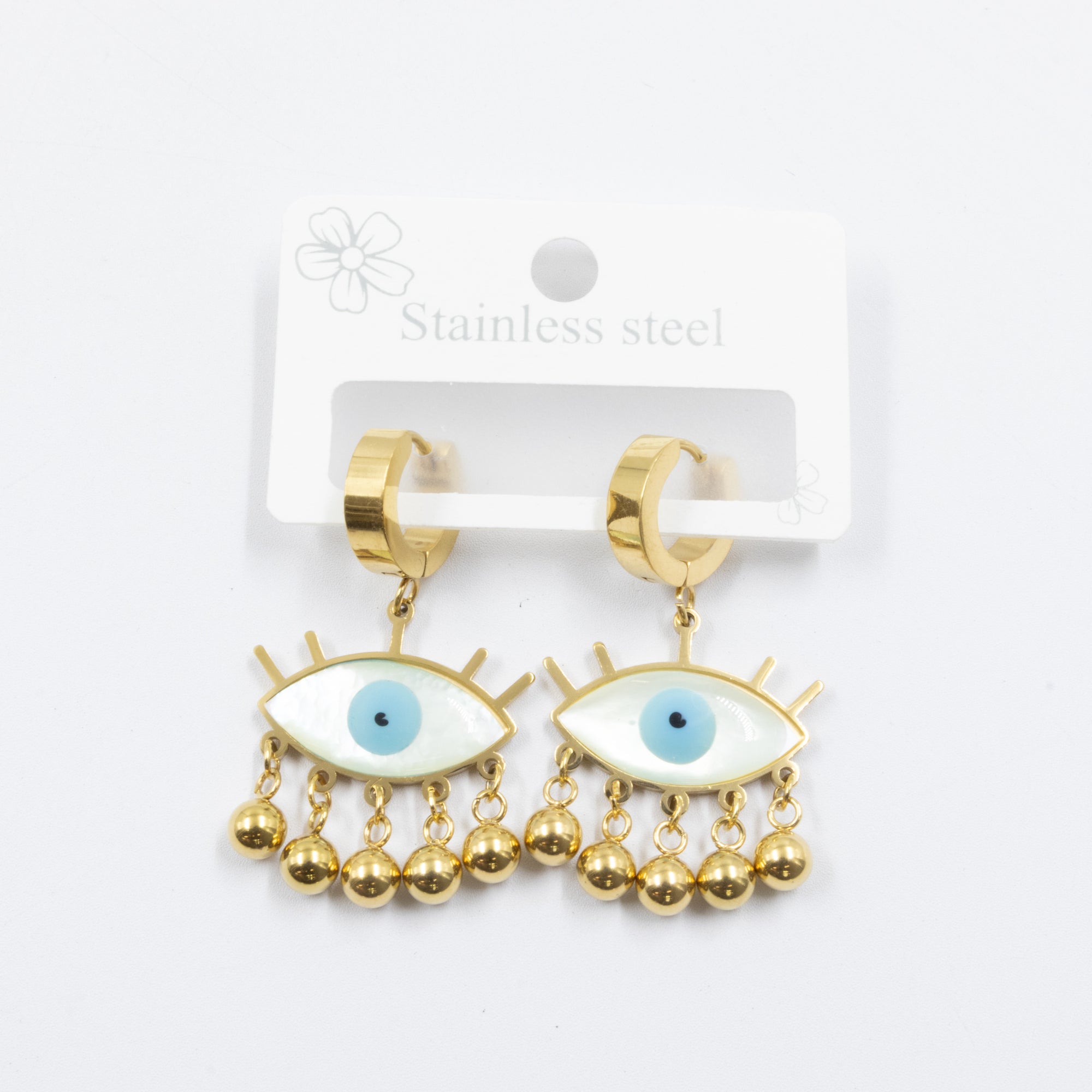 Aretes Dorados de Ojo Turco M7 Oro Laminado