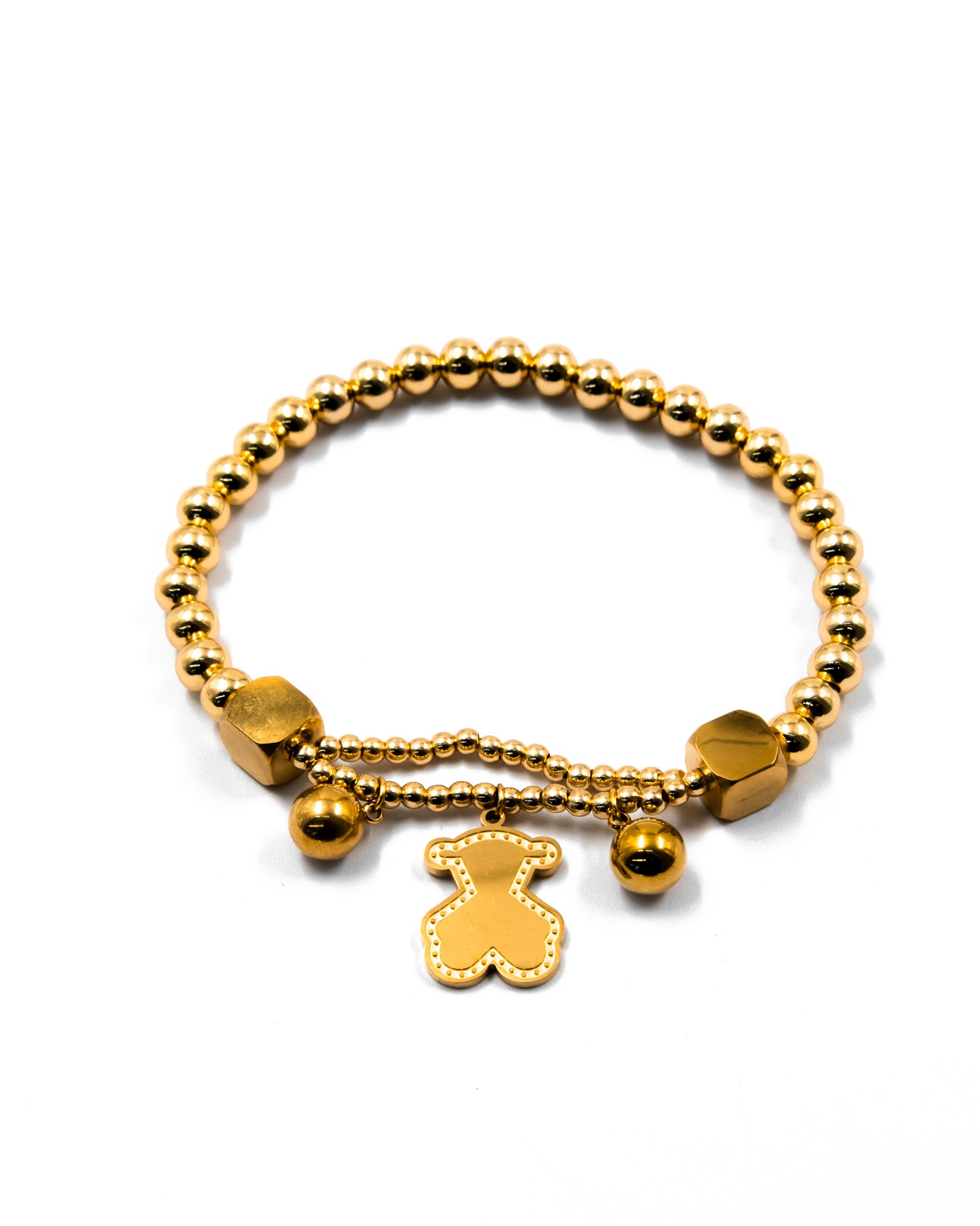 Pulsera de cuentas con dije de Oso - M1 Oro Laminado