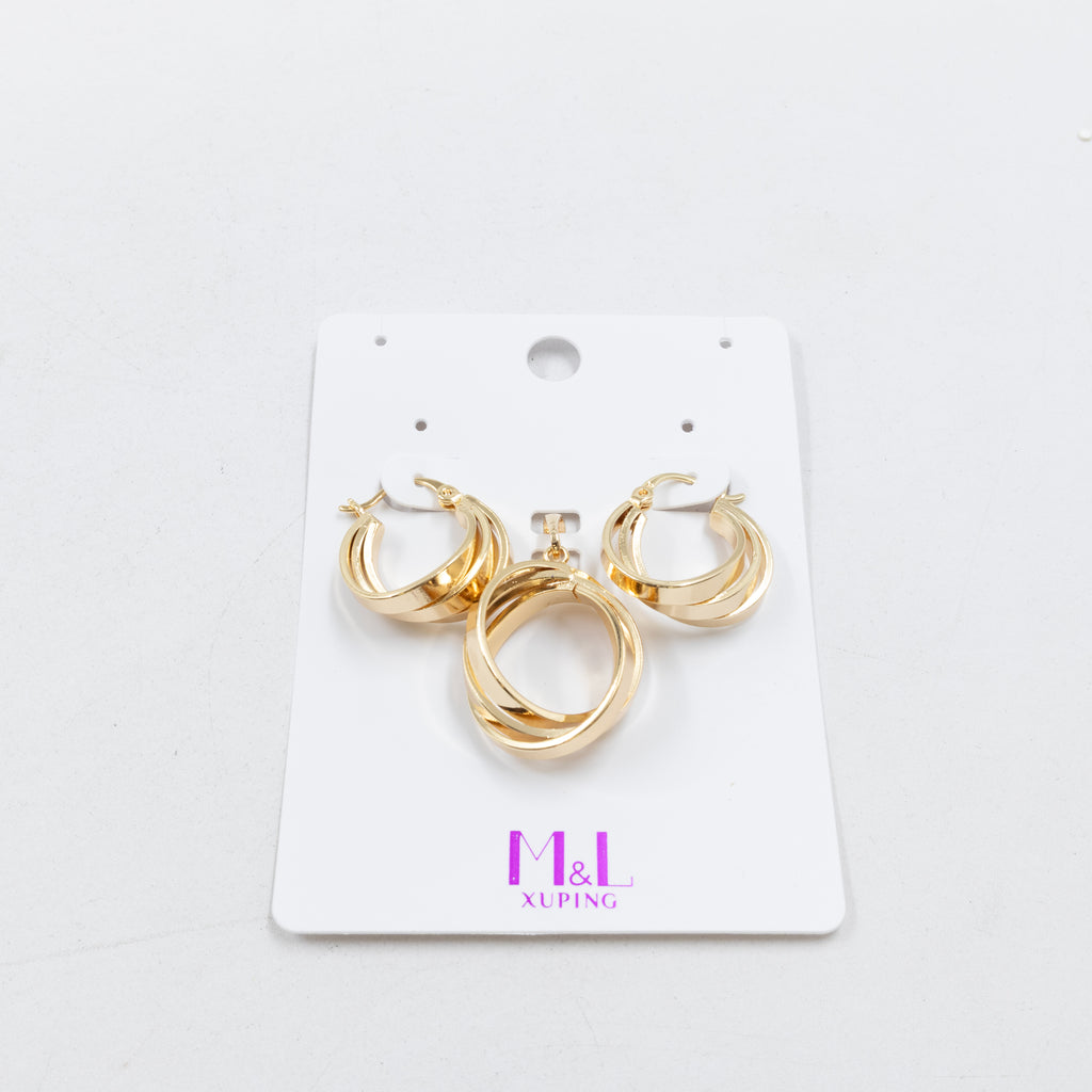 Conjunto de de Aretes y Dije M6 Oro Laminado