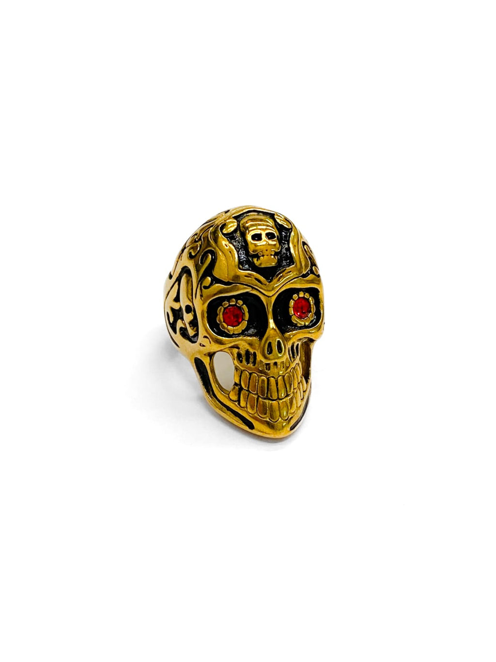 Anillo Calavera Plateado y Dorado Acero Inoxidable M17