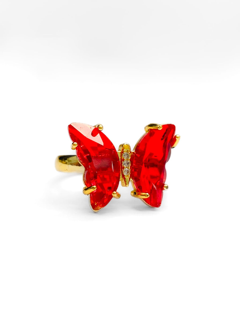 Anillo Mariposa Colores Ajustable M1 Oro Laminado