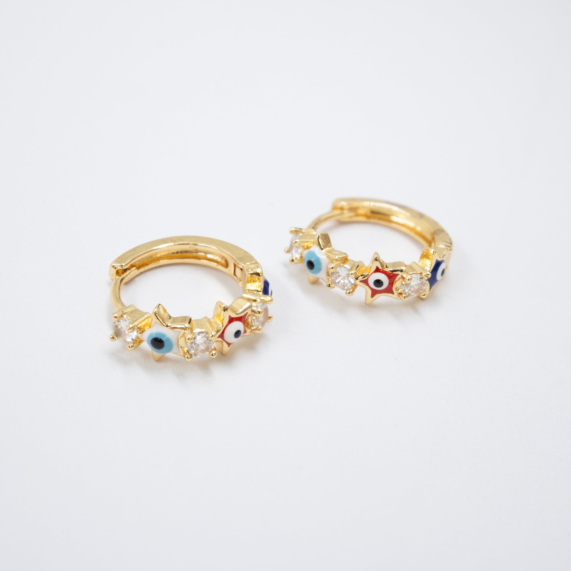 Arete Dorado de Ojo Turco con Piedras M3 Oro Laminado