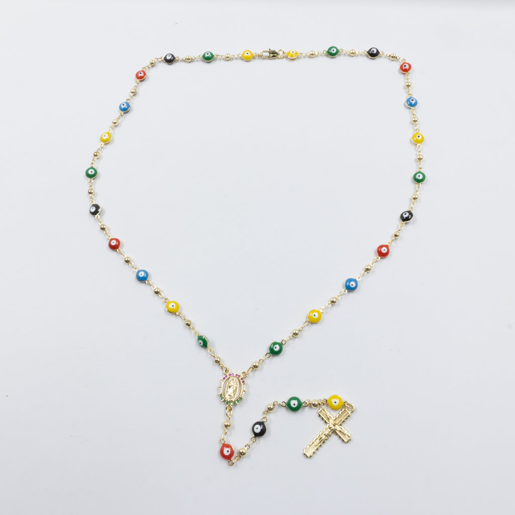 Rosario Dorado de Ojo Turco M2 Oro Laminado