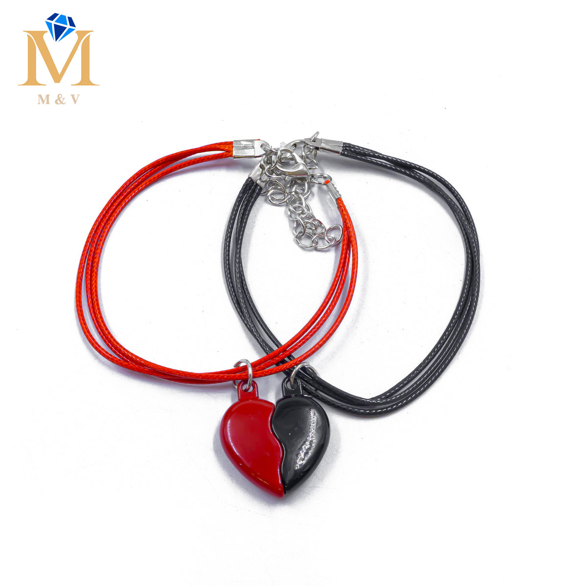 Pulseras de Corazón de Pareja con imán M3 Oro Laminado