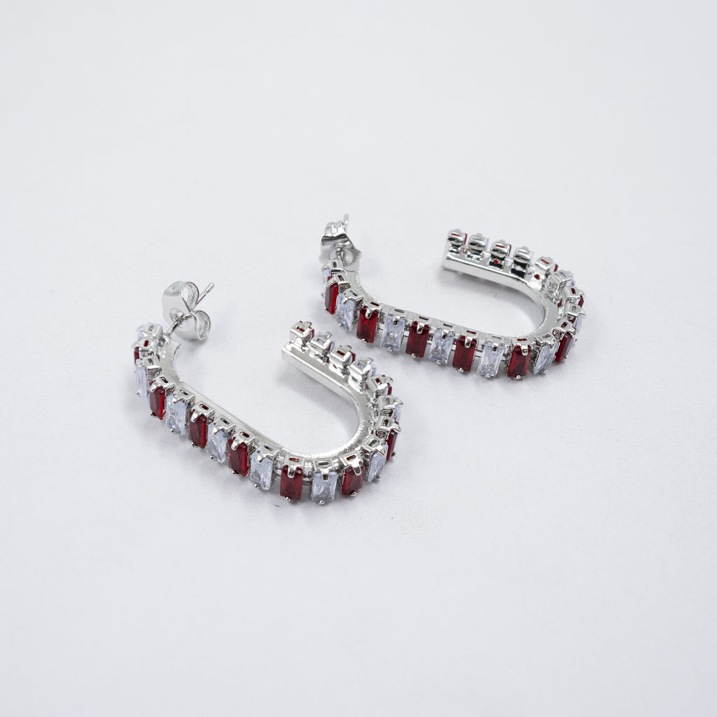 Aretes Plateados con piedras de color M12 Oro Laminado