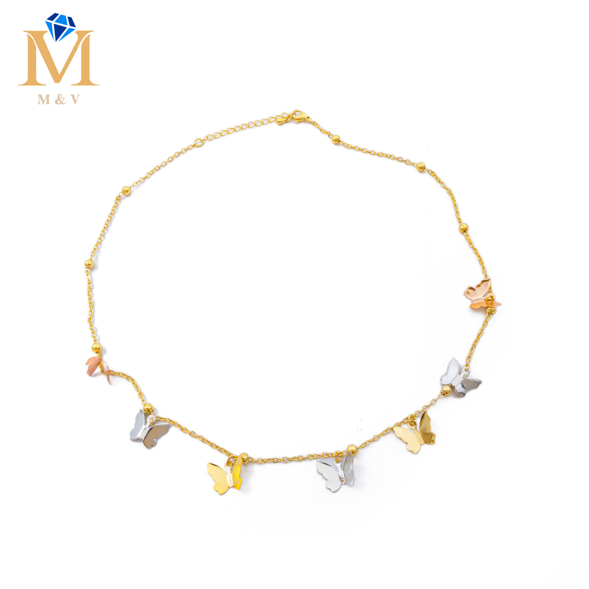 Collares Dorados con dijes de tres colores M1 Oro Laminado