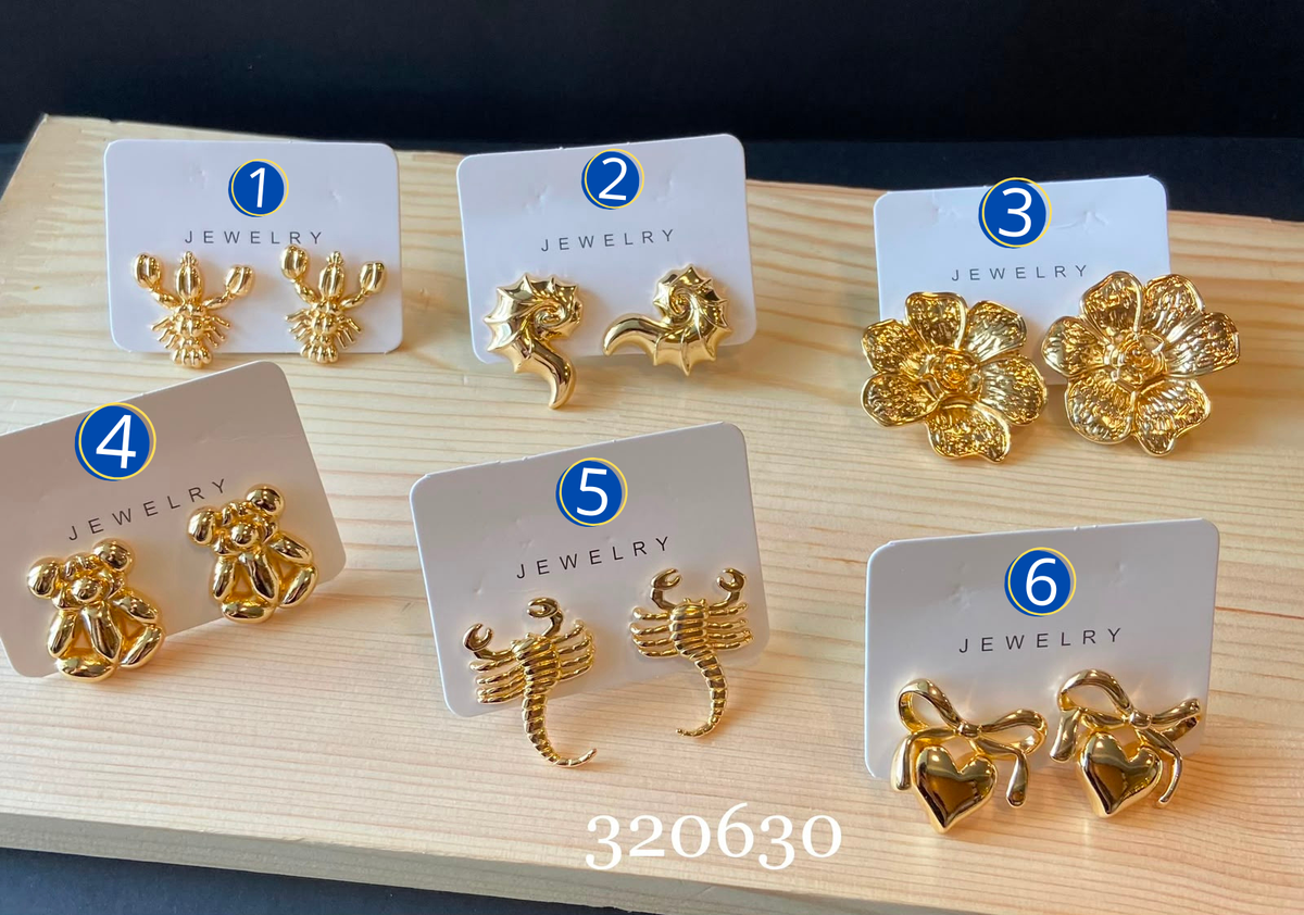 [12/SEPTIEMBRE/26] Aretes Dorados de poste M1 Oro Laminado