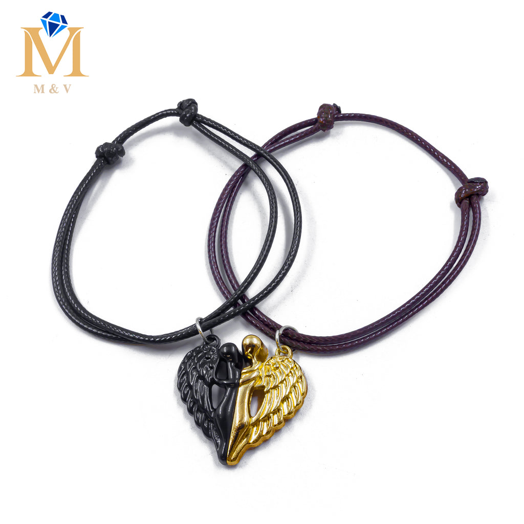 Pulseras de Corazón de Pareja con imán M2 Oro Laminado