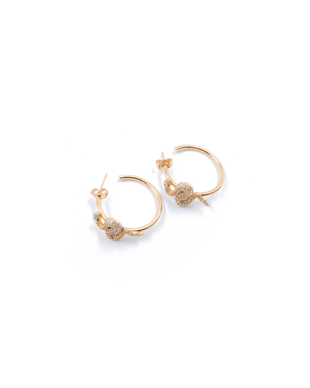 Aretes Plateados De Serpiente M1 Oro Laminado
