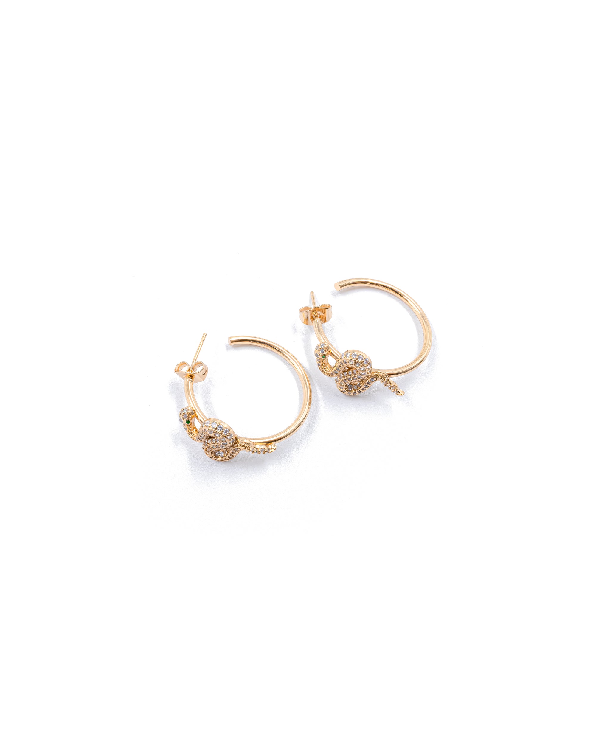 Aretes Plateados De Serpiente M1 Oro Laminado