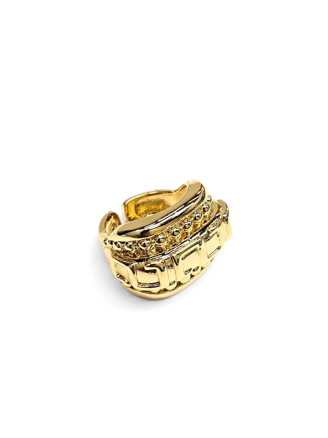 Anillo Dorado Pedreria Blanca Ajustable M2 Oro Laminado