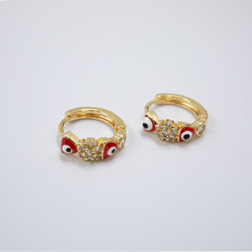 Arete Dorado de Ojo Turco con Piedras M2 Oro Laminado