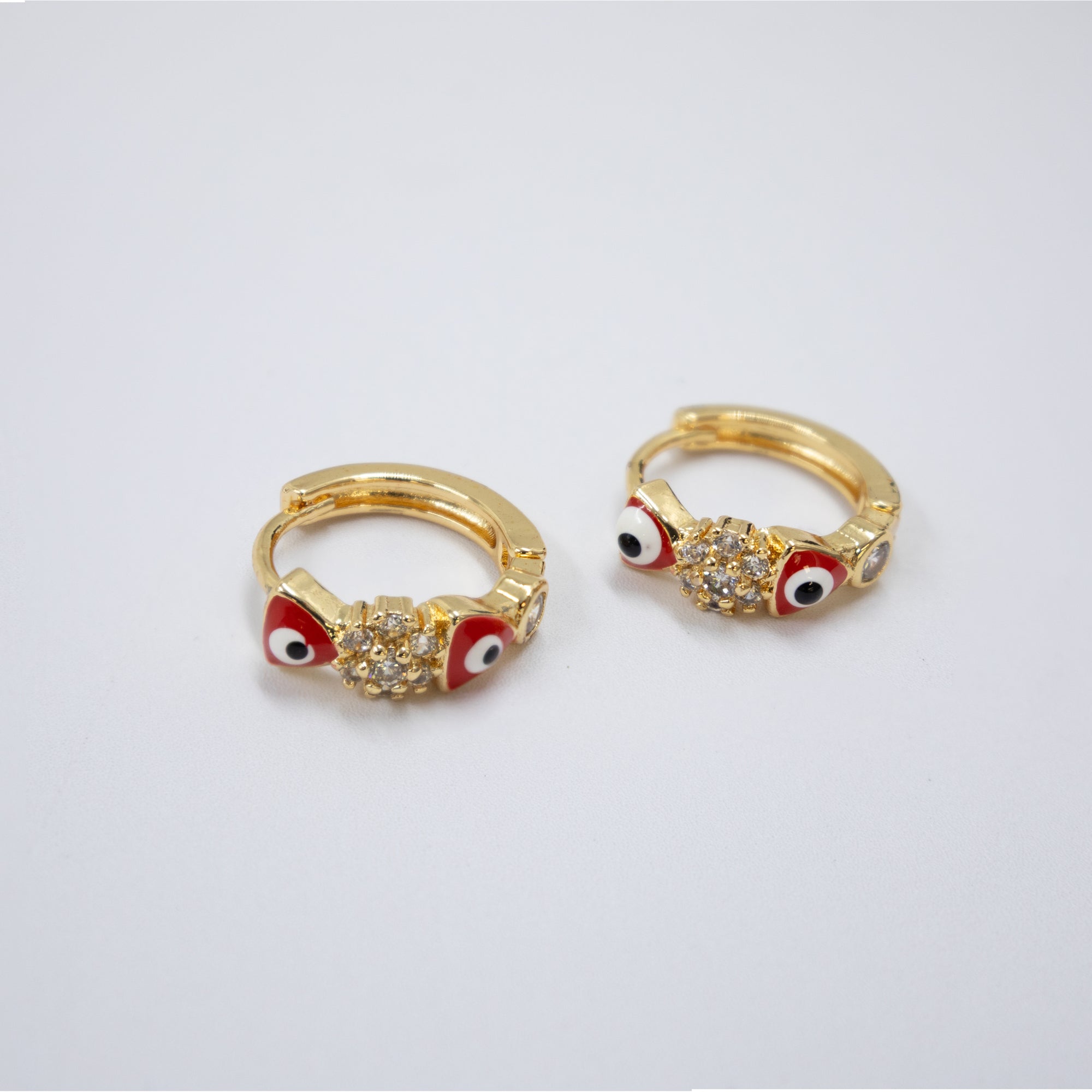 Arete Dorado de Ojo Turco con Piedras M2 Oro Laminado