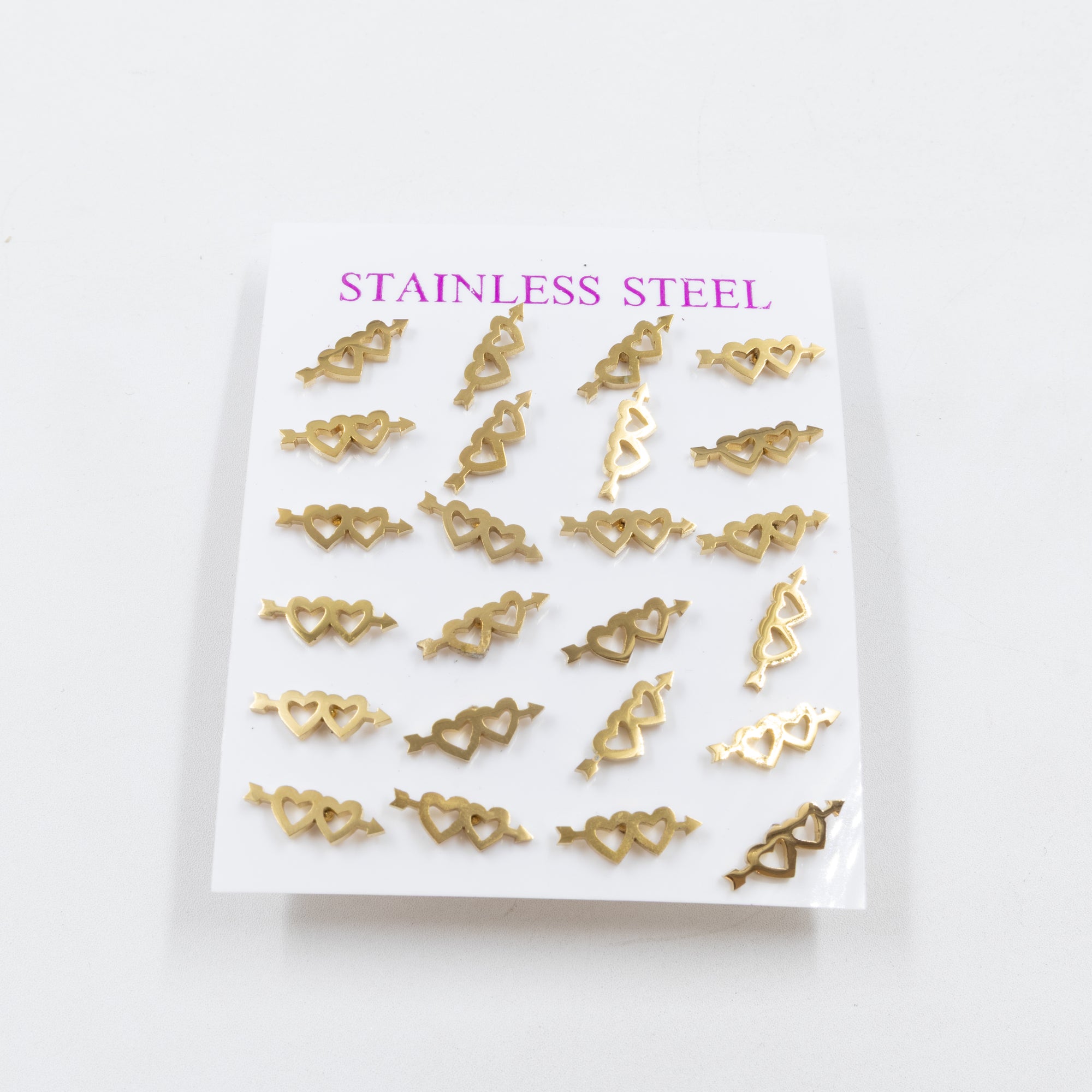 Paquete de 12 Pares de Aretes Dorados M4 Acero Inoxidable